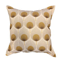 Ace Leaf Fan scatter cushion with a golden ochre and bronze Art Deco ginkgo fan leaf pattern.