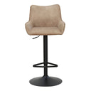 Beige bar stool with black base on a white background