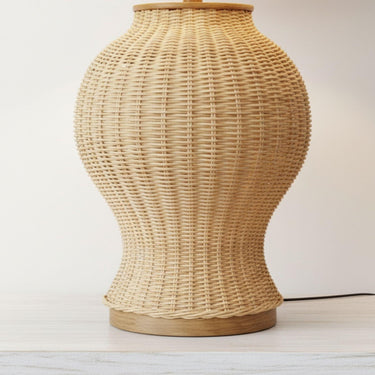 solid weave texture on the Alba Natural Rattan Large Lamp made from rattan cane