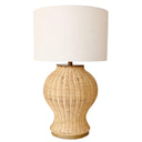 Natural Rattan Large Lamp showcasing a rattan  lamp base with a fabric drum shade