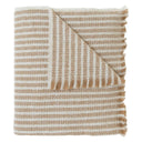 Celine throw blanket with stripes of cream and brown, featuring frayed edges.