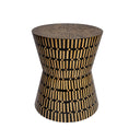 Amelia Modern Accent Stool or Side Table with black and natural mother of pearl inlay pattern