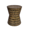 Amelia Modern Accent Stool or Side Table with black and natural mother of pearl inlay pattern