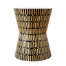 Amelia hourglass bamboo inlay side table with black and natural striped pattern
