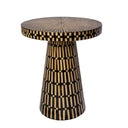 Amelia side table with geometric natural and black inlay