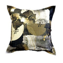 Arbor scatter cushion with gold leaf outlines over a smoky grey, black, and taupe palette.