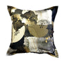 Arbor scatter cushion with gold leaf outlines over a smoky grey, black, and taupe palette.