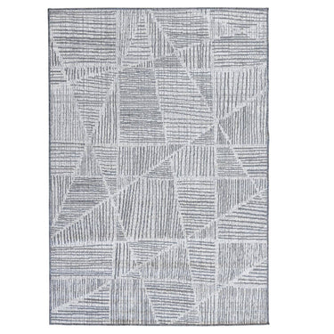 Reversible, fully outdoor rugs with geometric design in grey.
