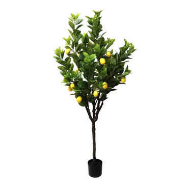 Artificial lemon tree with green leaves and yellow lemons