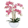 Artificial Pink Orchid with multiple stems in white vase