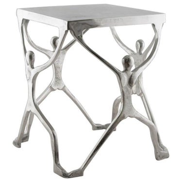 Modern metal side table in silver finish for living room