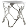 Modern metal side table in silver finish for living room