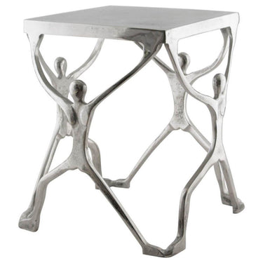 Contemporary side table accent with human sculpture design