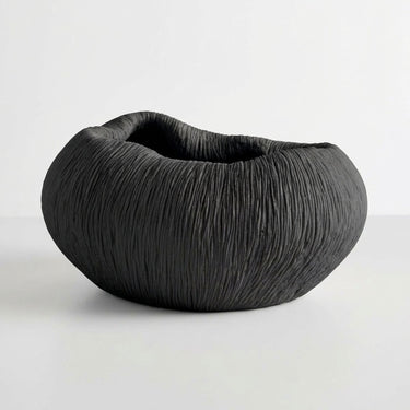 Atoll black ribbed bowl.