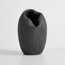 Atoll black ribbed vase.
