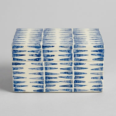 Azure capiz shell storage box with blue and white pattern