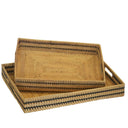 rectangle rattan basket tray set