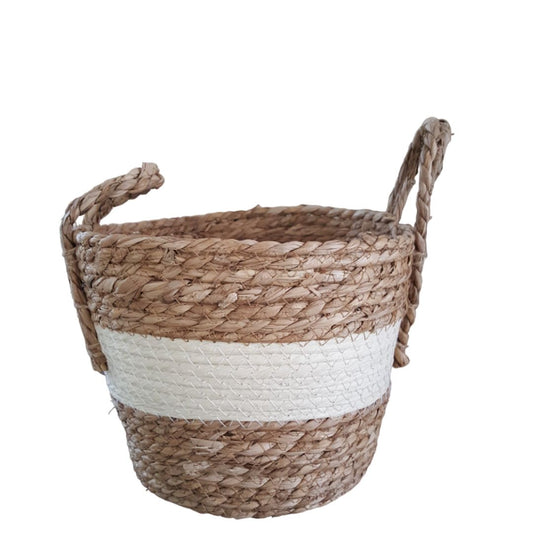 two tone basket small woven decor