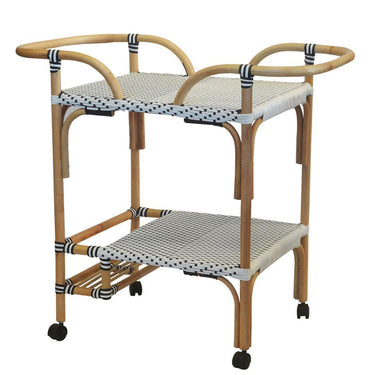 Black and white bistro drinks trolley with bottle storage