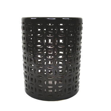 Black Ceramic Stool with glossy cut-out design