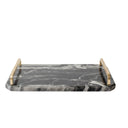 Grey and Black marble tray with gold handles 