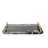 grey and black marble tray with gold handles 