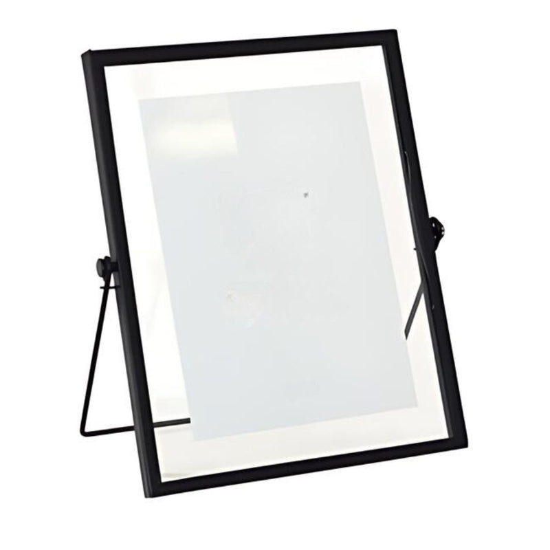 A classic black metal photo frame.