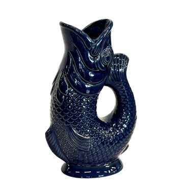 Blue ceramic koi fish jug vase 
