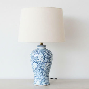 floral ceramic lamp with linen shade