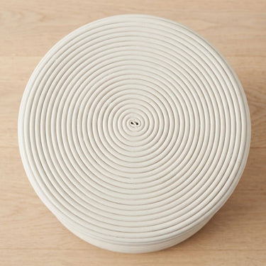 bondi white rattan side table round top.