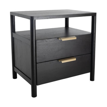 Black Bordeaux Nightstand made from solid mango wood, available online at Woodka Interiors South Africa