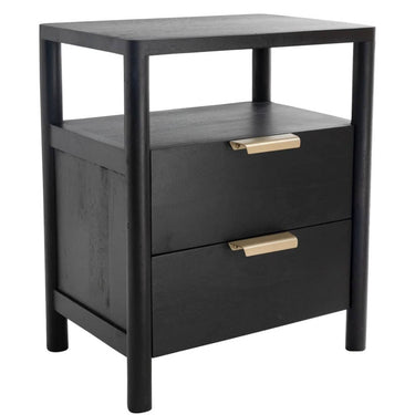 Bordeaux Nightstand in sleek black, made from solid mango wood, available online at Woodka Interiors South Africa