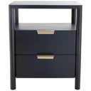 Nightstand in black with two drawers for bedroom storage, available online at Woodka Interiors South Africa.