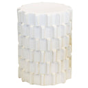 Off-white ceramic stool with raised block pattern