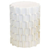 Off-white ceramic stool with raised block pattern