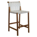 White Leather Strap Counter Stool - Woodka Interiors