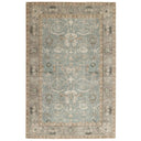Cathy large area rug with a distressed Persian inspired motif pattern in muted blues, sage green, and warm cream tones.
