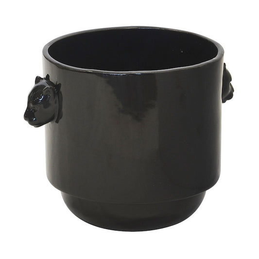 Leopard Ceramic Planter Pot in Black by woodka Interiors 