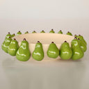 Handmade ceramic fruit display bowl with green ceramic pears