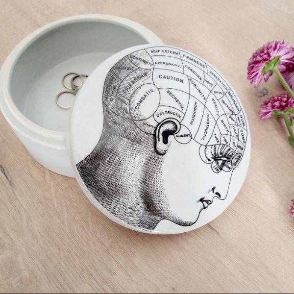 Ceramic trinket bowl phrenology 
