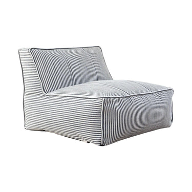 view of Chapala Occasional Chair in Henley Graphite, modern outdoor accent chair, plush EPP bean filling, durable polyester, lounge seating for patio or terrace