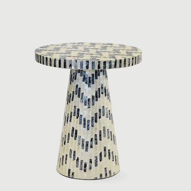 Chevron-patterned side table with a contemporary design, modern home decor.