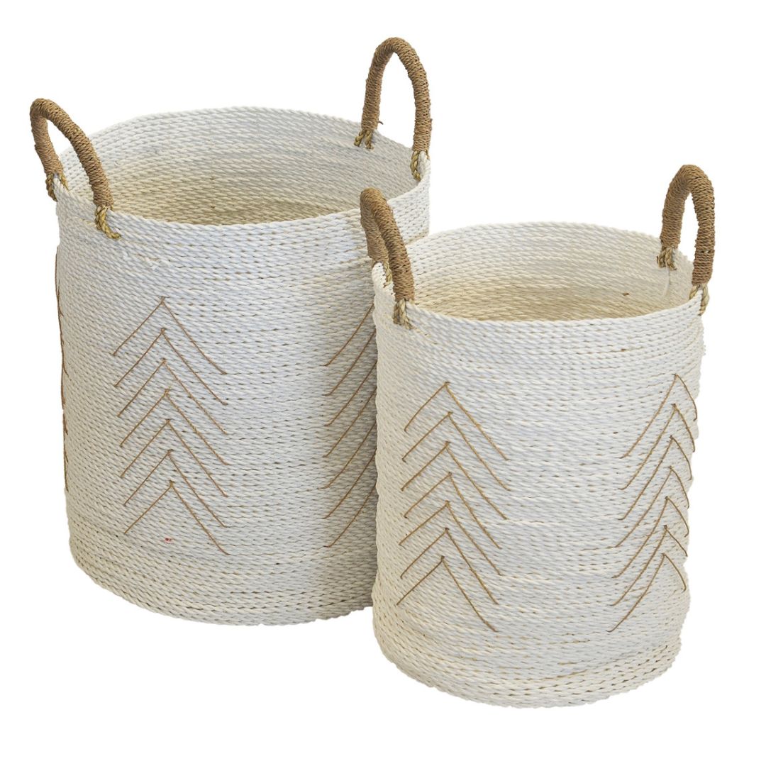 Set of two baskets woven decor organisation