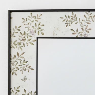 Black frame and floral design on the square chinoiserie square mirror
