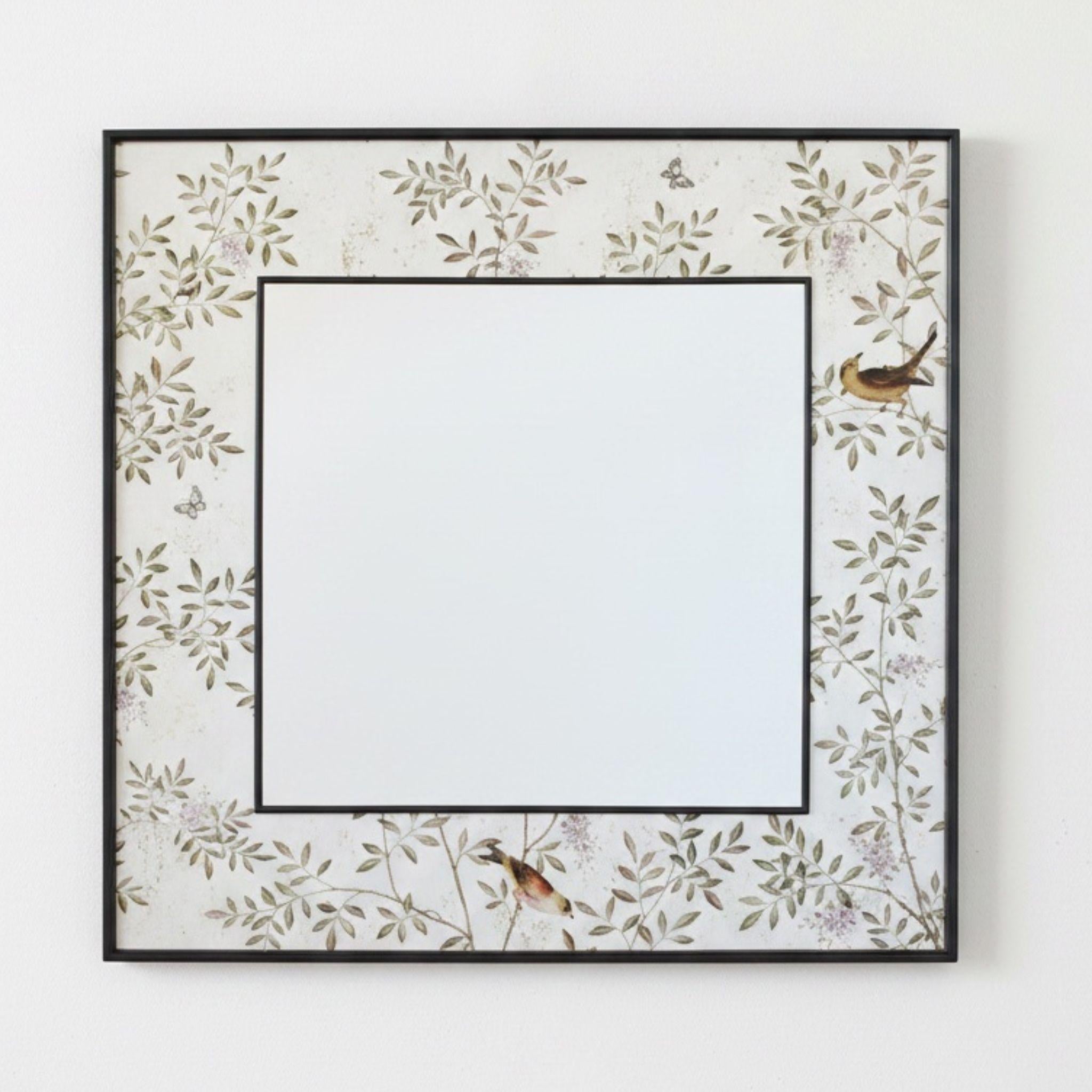 Statement chinoiserie mirror with birds and florals