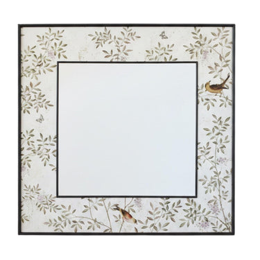 Chinoiserie Black Frame Square Wall Mirror
