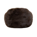 snuggles chocolate lounge chair showing its cozy, rounded form.
