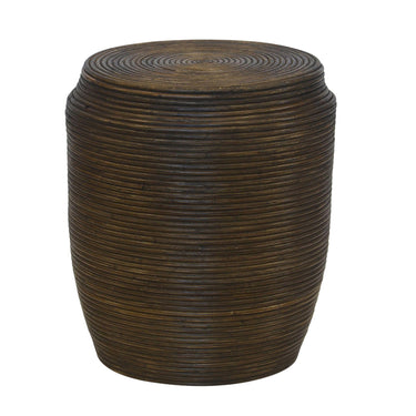Coiled Rattan Stool Side Table