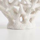 Large white decorative coralline bowl base with an open-branching pattern on a stepped base.
