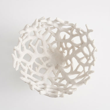 Large white decorative coralline bowl with an open-branching pattern.